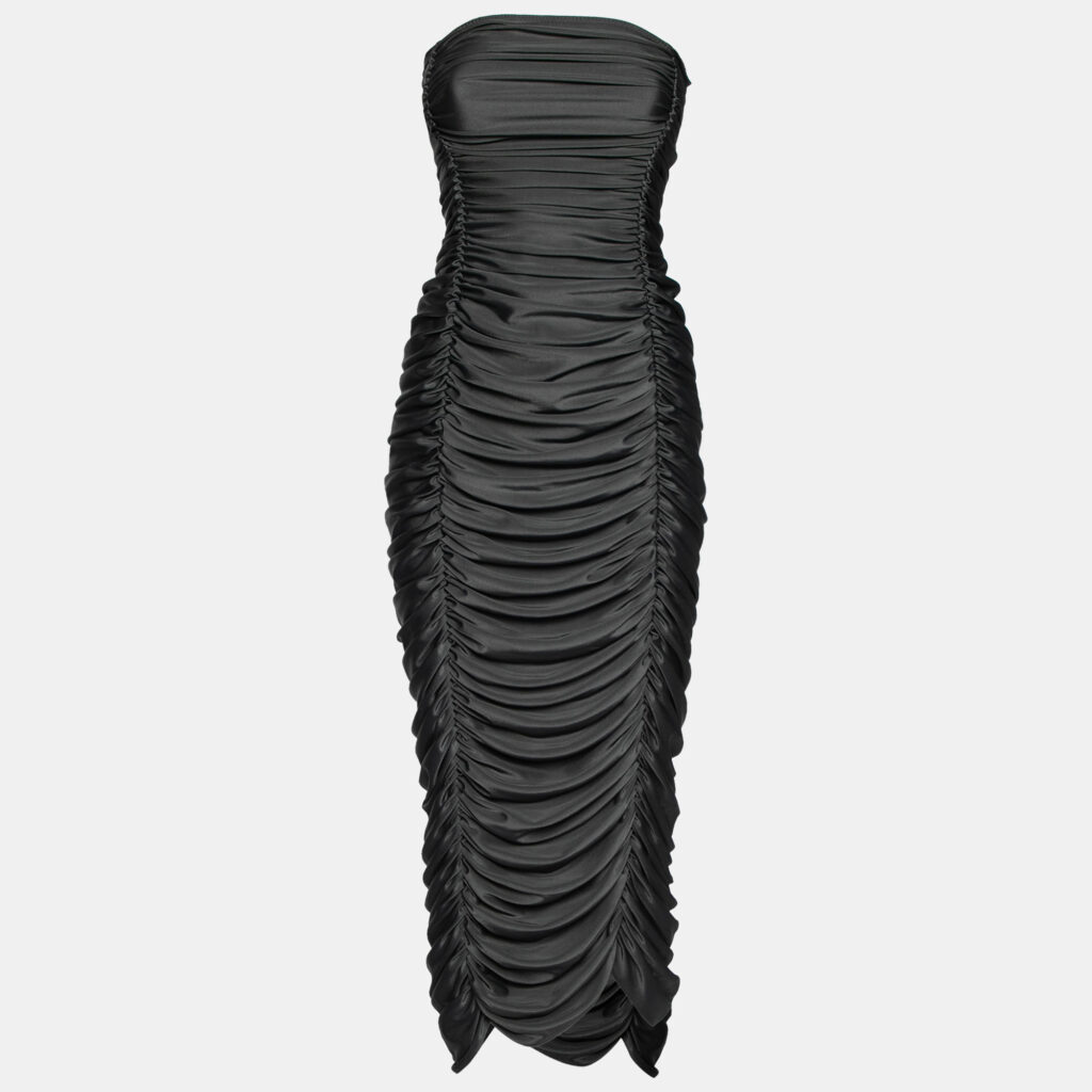 luxury-women-norma-kamali-new-clothes-p628486-007-2 Norma Kamali Grey Stretch Knit Ruched Strapless Midi Dress L