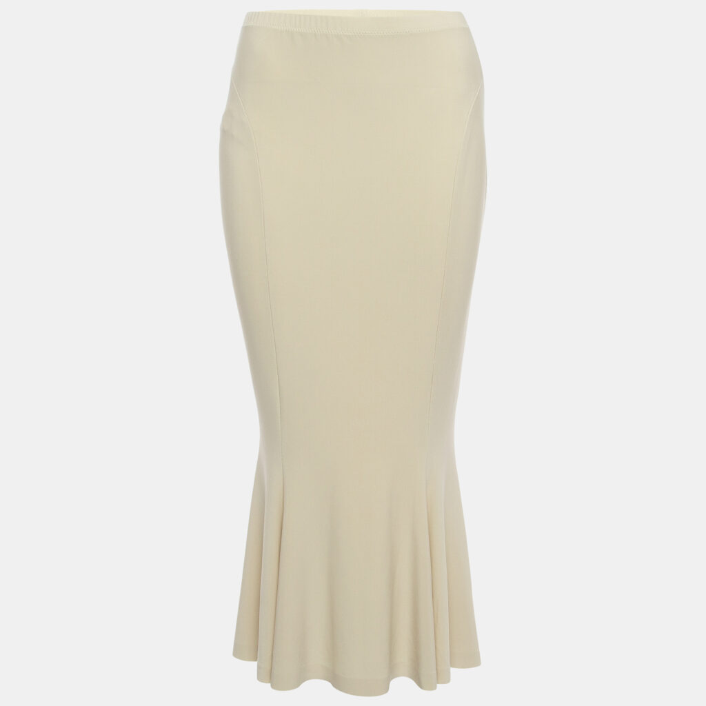 luxury-women-norma-kamali-new-clothes-p918938-007 Norma Kamali Beige Stretch knit Fishtail Midcalf Skirt M