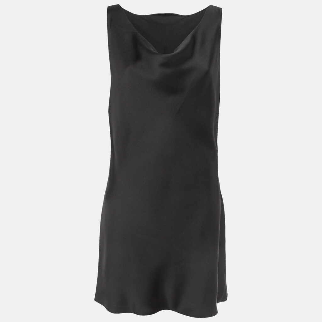 luxury-women-norma-kamali-new-clothes-p919558-007 Norma Kamali Black Satin Cowl Neck Mini Dress L