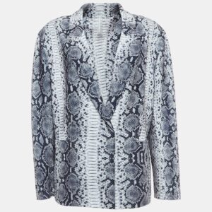 Norma Kamali Black/White Python Print Lycra Single Breasted Straight Fit Jacket M