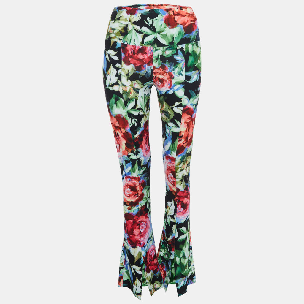 luxury-women-norma-kamali-used-clothes-p918804-001 Norma Kamali Multicolor Floral Printed Jersey Bell Bottom Pants M