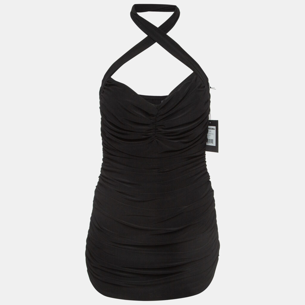 luxury-women-norma-kamali-used-clothes-p919284-001 Norma Kamali Black Gathered Jersey Slinky Marissa Strapless Swimsuit XL