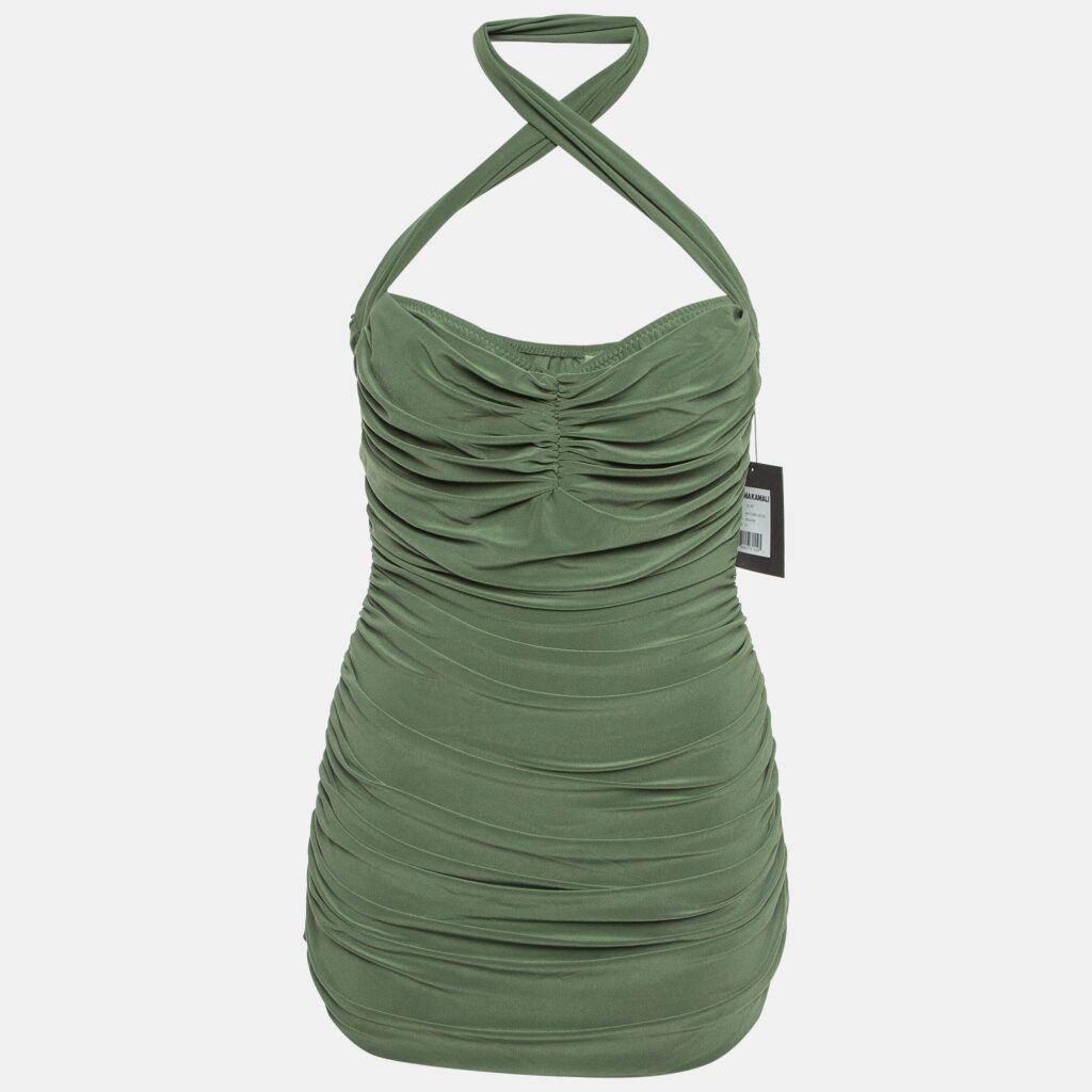 luxury-women-norma-kamali-used-clothes-p919317-001 Norma Kamali Green Gathered Jersey Bill Mio Swimsuit XL