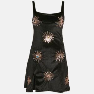 Oceanus Swimwear Black Velvet Embellished Mini Dress S