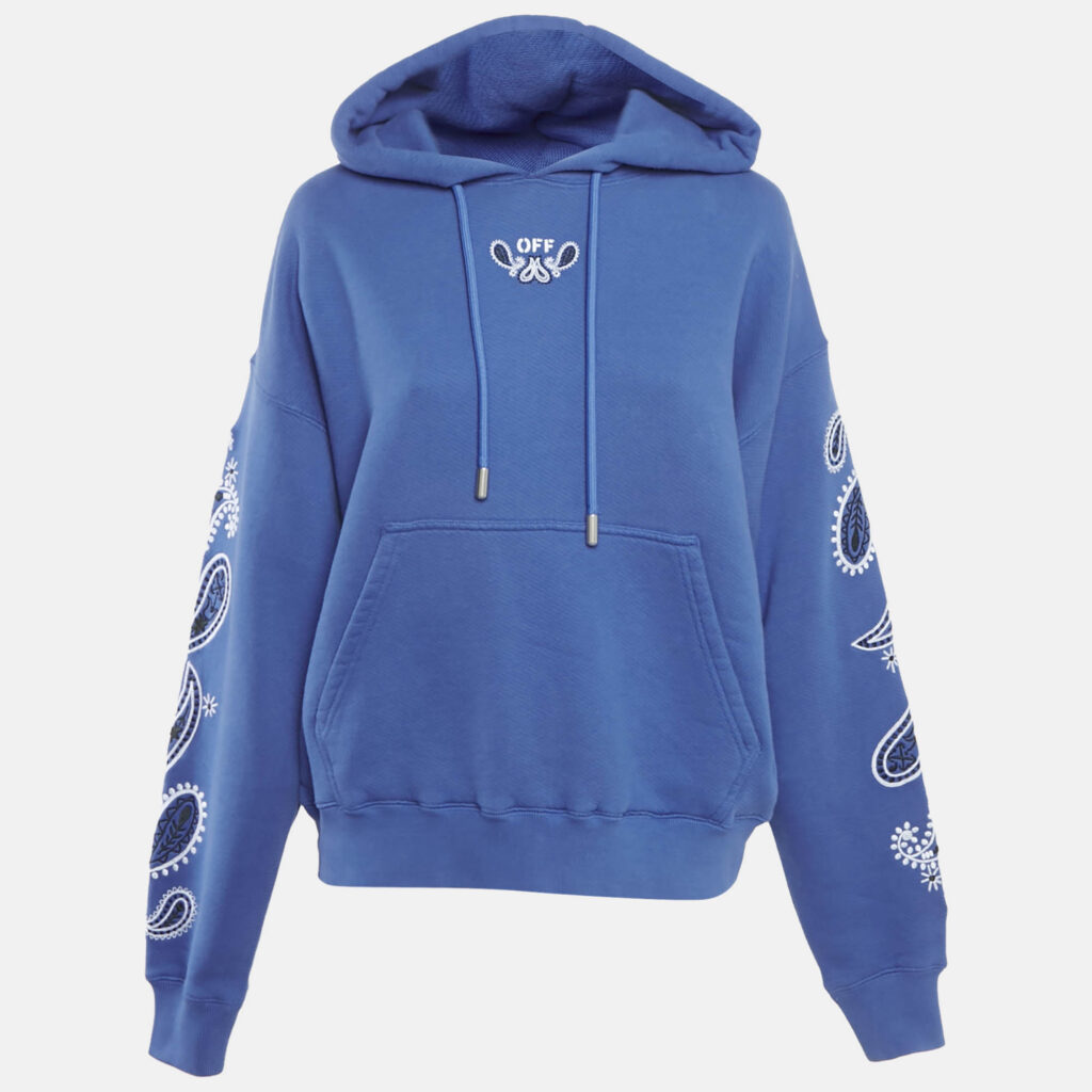 Off-White Blue Bandana Art Cotton Hoodie XS