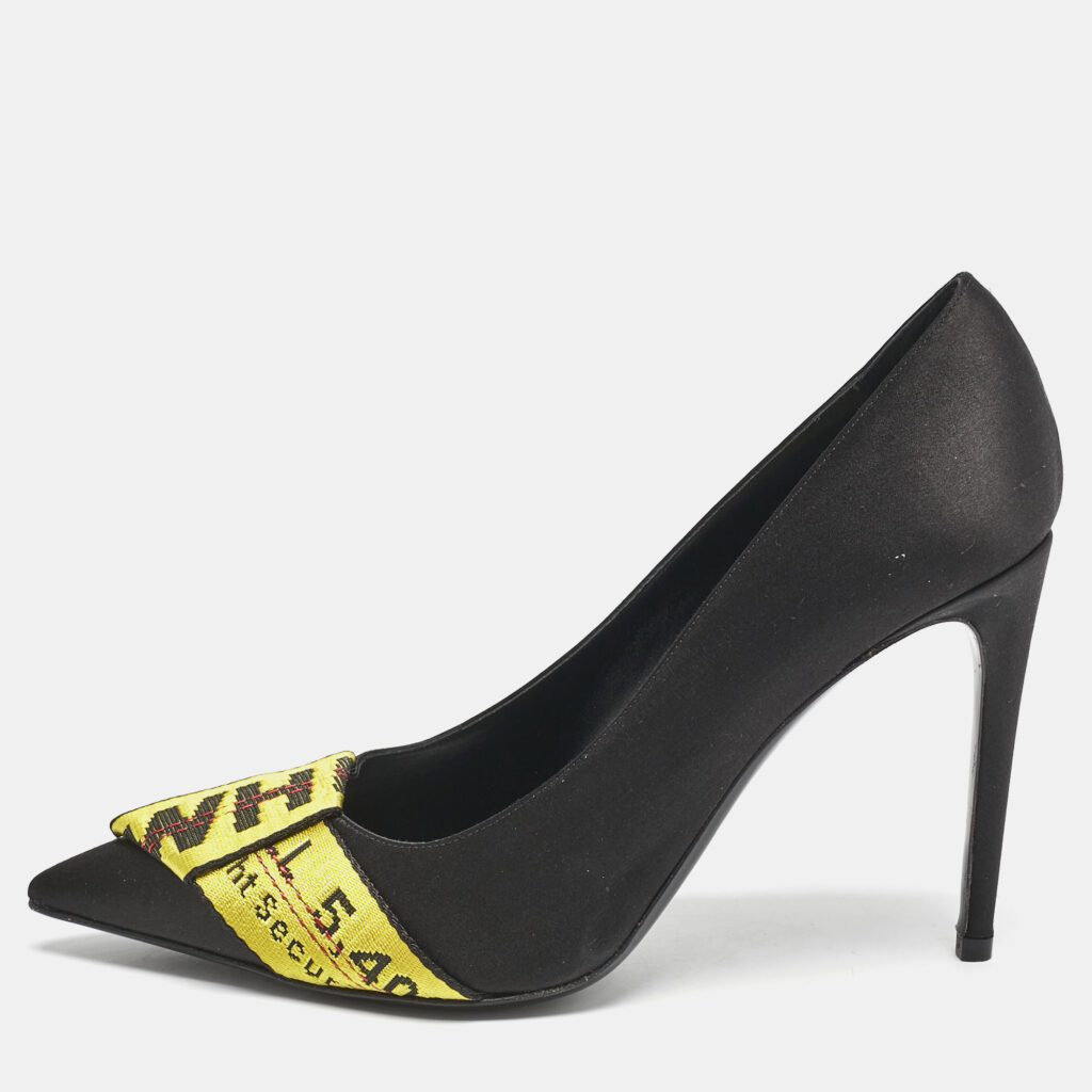 luxury-women-off-white-new-shoes-p1129998-008 Off-White Black/Yellow Satin Commercial Bow Pumps Size 40