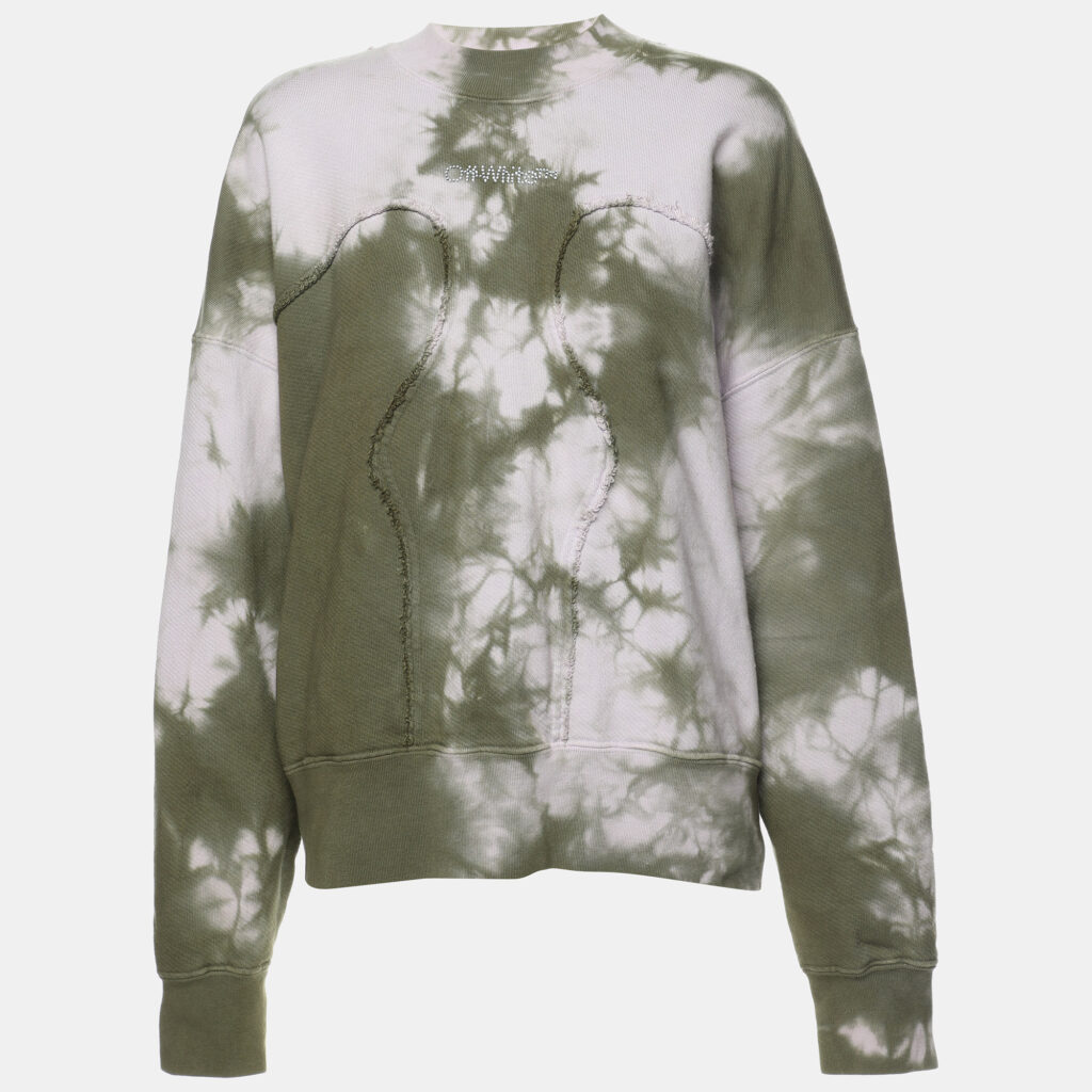 luxury-women-off-white-used-clothes-p1038531-002 Off-White Green Tie Dye Cotton Knit Crew Neck Sweatshirt XS
