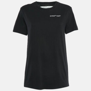 Off-White Black Logo Embroidered Jersey Crew Neck T-Shirt S