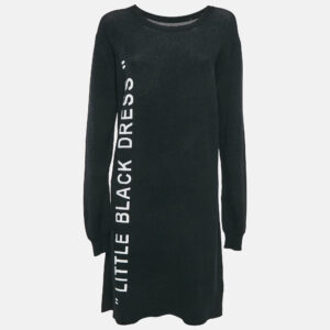 Off-White Black Stretch Knit Little Black Midi Dress L