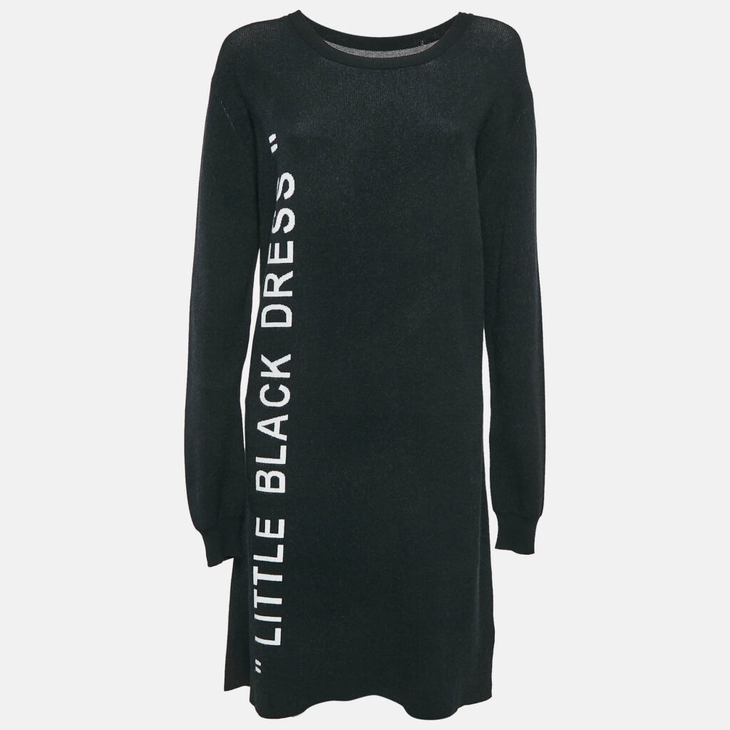 luxury-women-off-white-used-clothes-p1082350-001 Off-White Black Stretch Knit Little Black Midi Dress L