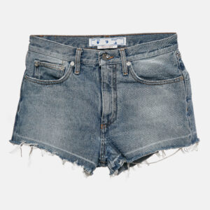 Off-White Blue Denim Raw Edge Shorts S Waist 26"