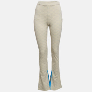 Off-White Neutral Cream Monogram Jersey Slit Detail Leggings XS