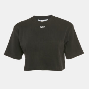 Off-White Black Off Stamp Rib Knit Crop Top L