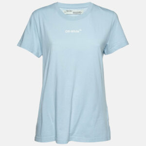 Off-White Blue Printed Jersey Crewneck T-Shirt M