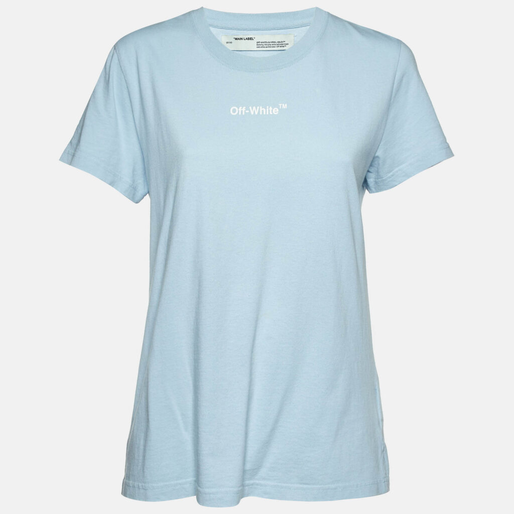 luxury-women-off-white-used-clothes-p1115053-001 Off-White Blue Printed Jersey Crewneck T-Shirt M