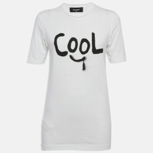 Off-White White Printed Cotton Twisted Renny Fit T-Shirt XXS