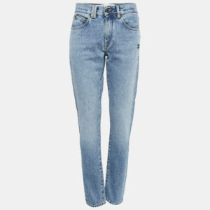 Off-White Blue Denim Distressed Slim Fit Jeans L Waist 32"