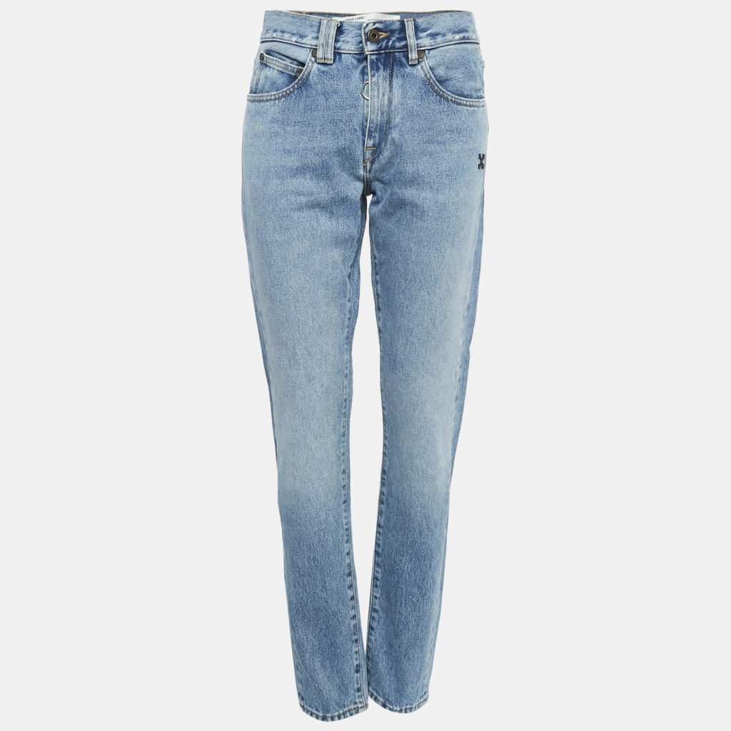 luxury-women-off-white-used-clothes-p1145049-006 Off-White Blue Denim Distressed Slim Fit Jeans L Waist 32"