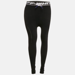 Off-White Black Jersey Drawstring Active Leggings L