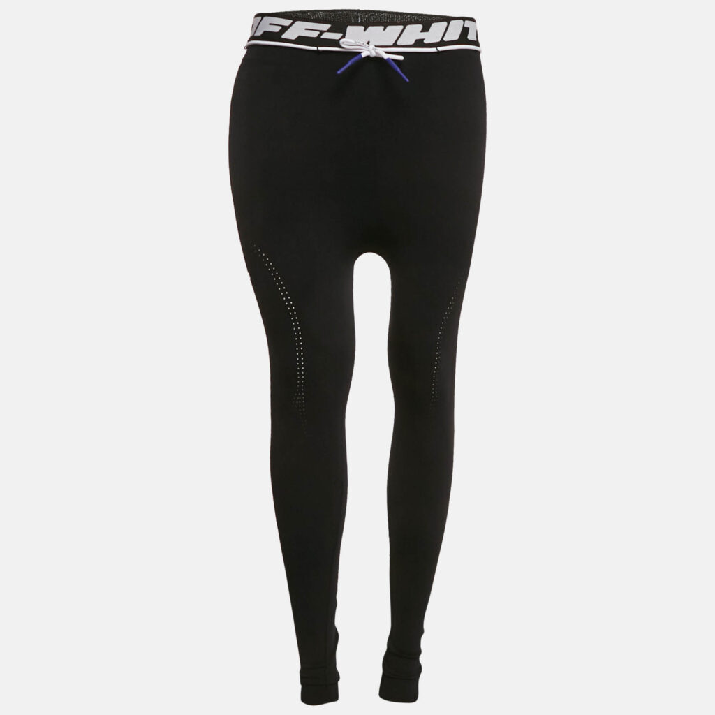 luxury-women-off-white-used-clothes-p1162237-001 Off-White Black Jersey Drawstring Active Leggings L