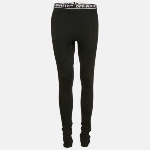 Off-White Black Logo Waistband Jersey Active Leggings L