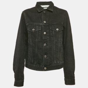Off-White Black Embroidered Denim Button Front Jacket S