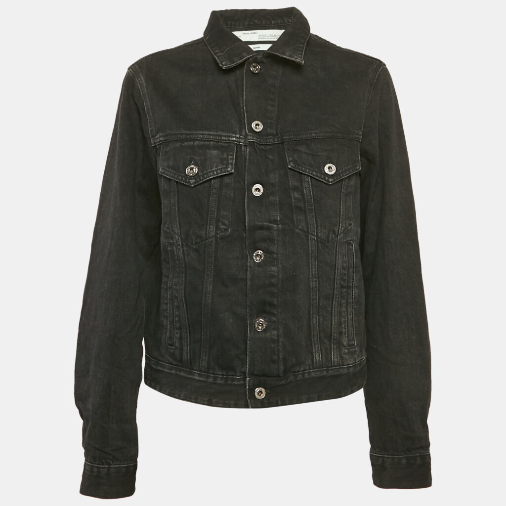 luxury-women-off-white-used-clothes-p1169778-003 Off-White Black Embroidered Denim Button Front Jacket S