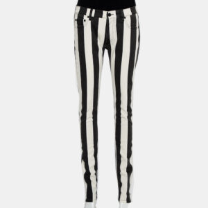 Off White Monochrome Striped Denim Skinny Jeans M