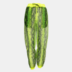 Off-White Neon Yellow Snake Print Tulle Rib Knit Trimmed Joggers M