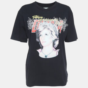 Off-White Black Retro Print Cotton Half Sleeve T-Shirt M