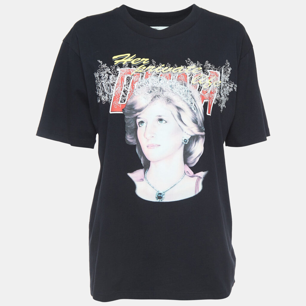 luxury-women-off-white-used-clothes-p918874-002 Off-White Black Retro Print Cotton Half Sleeve T-Shirt M