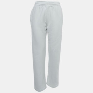 Off-White White Print Cotton Drawstring Straight Leg Pants M
