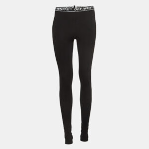 Off-White Black Logo Intarsia Knit Active Wear Leggings M
