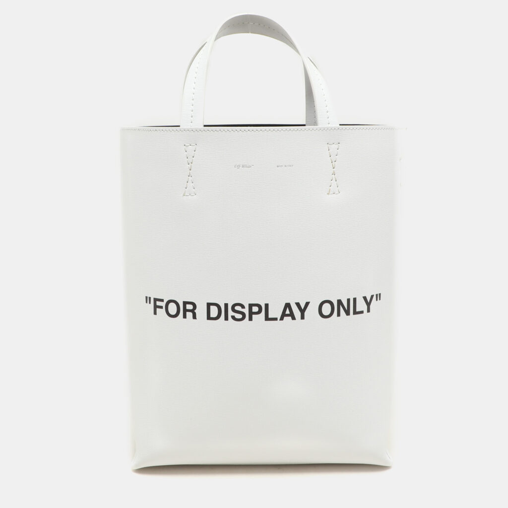 luxury-women-off-white-used-handbags-p1147453-015.jpg Off-White White Leather Binder Clip 'For Display Only' Tote