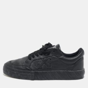 Off-White Black Leather Vulcanized Low Top Sneakers Size 40