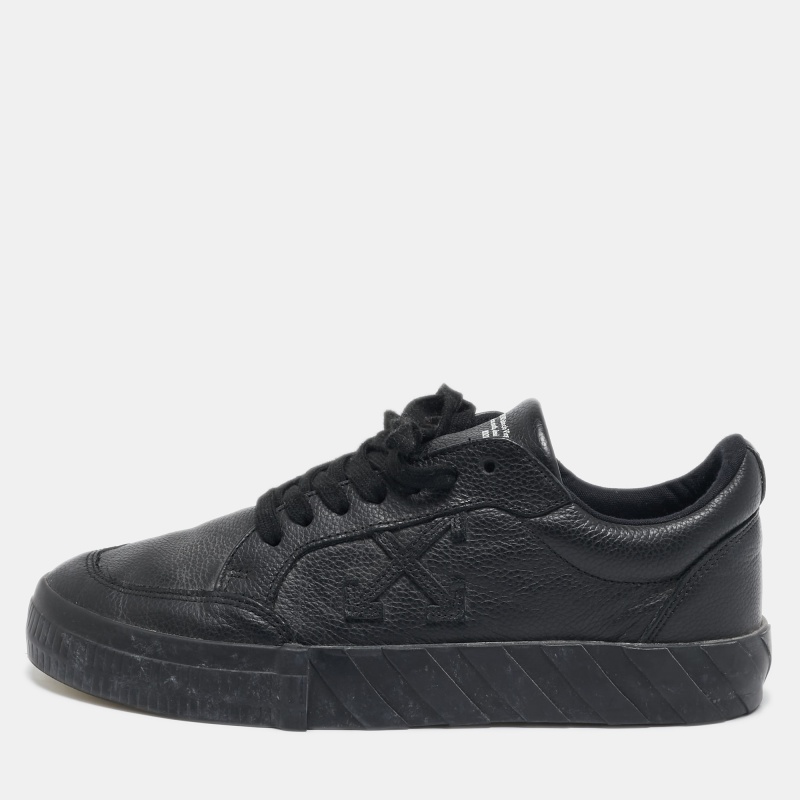 luxury-women-off-white-used-shoes-p1122195-1741926699-010 Off-White Black Leather Vulcanized Low Top Sneakers Size 40
