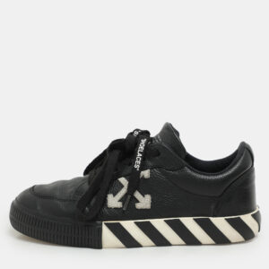 Off-White Black Leather Vulcanized Low Top Sneakers Size 37