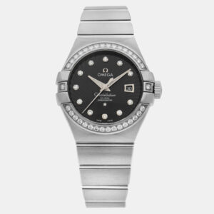 Omega Black 18K White Gold Constellation 123.55.31.20.51.001 Automatic Women's Wristwatch 33mm