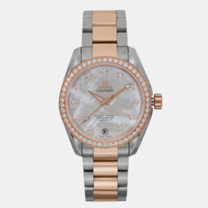 Omega MOP 18k Rose Gold Stainless Steel Seamaster Aqua Terra 231.25.39.21.55.001 Automatic Women's Wristwatch 38.5 mm