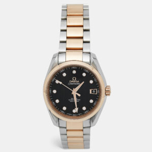 Omega Black 18K Rose Gold Stainless Steel Diamond Seamaster Aqua Terra 231.20.39.21.51.002 Women's Wristwatch 38.50 mm