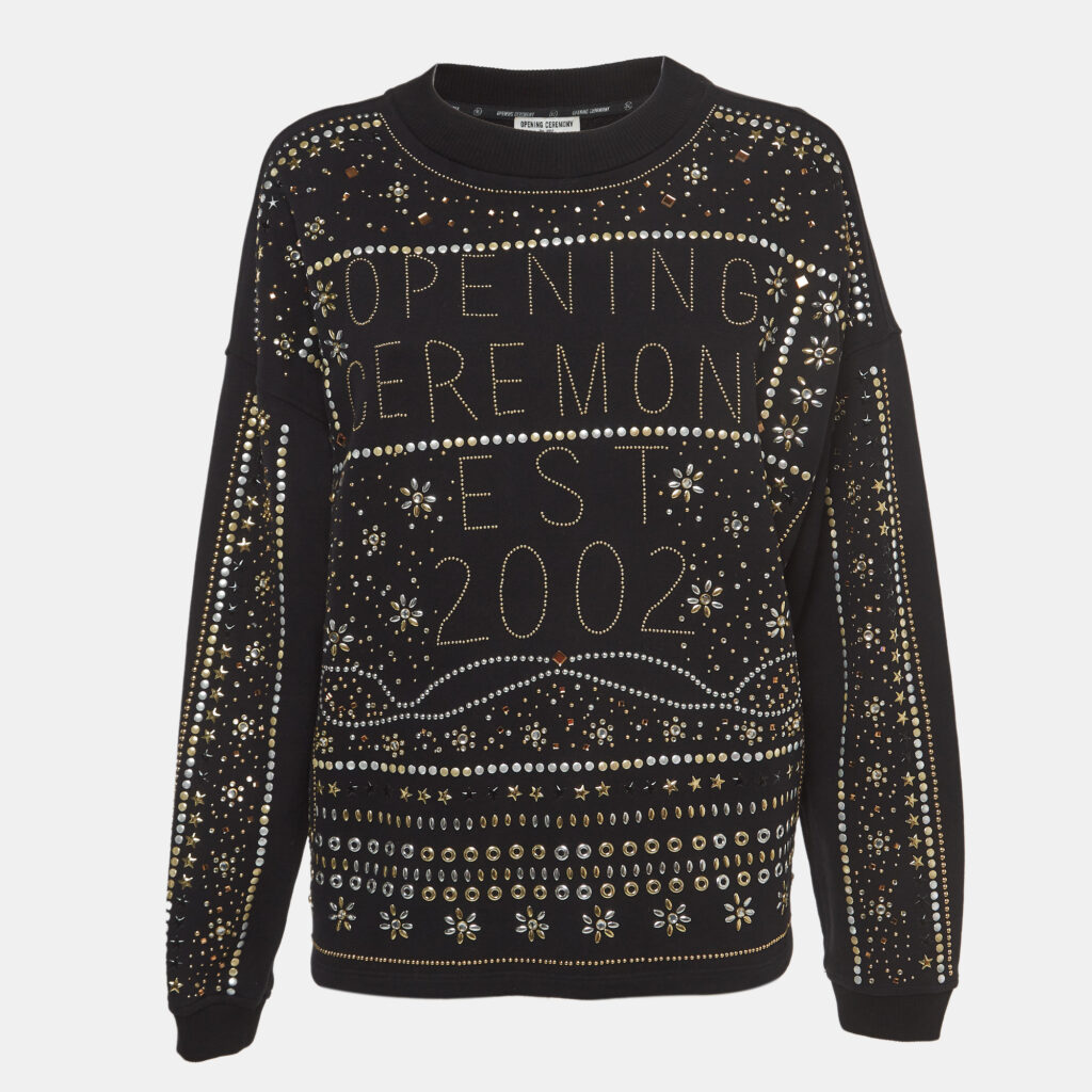 luxury-women-opening-ceremony-used-clothes-p920173-002 Opening Ceremony Black Cotton Studded Sweatshirt S