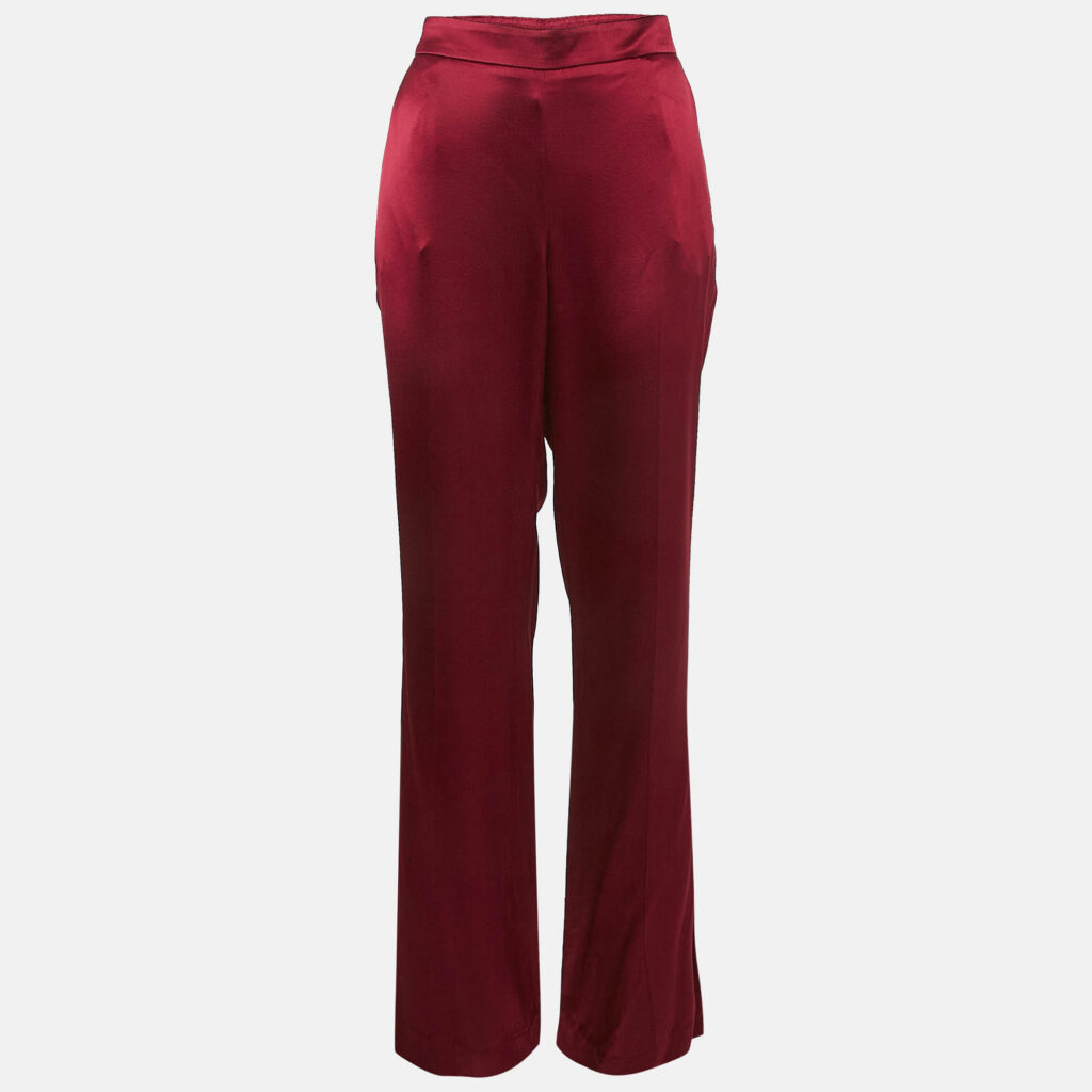 luxury-women-oscar-de-la-rentaslug-used-clothes-p1093632-001 Oscar de la Renta Dark Red Satin Wide Leg Trousers M