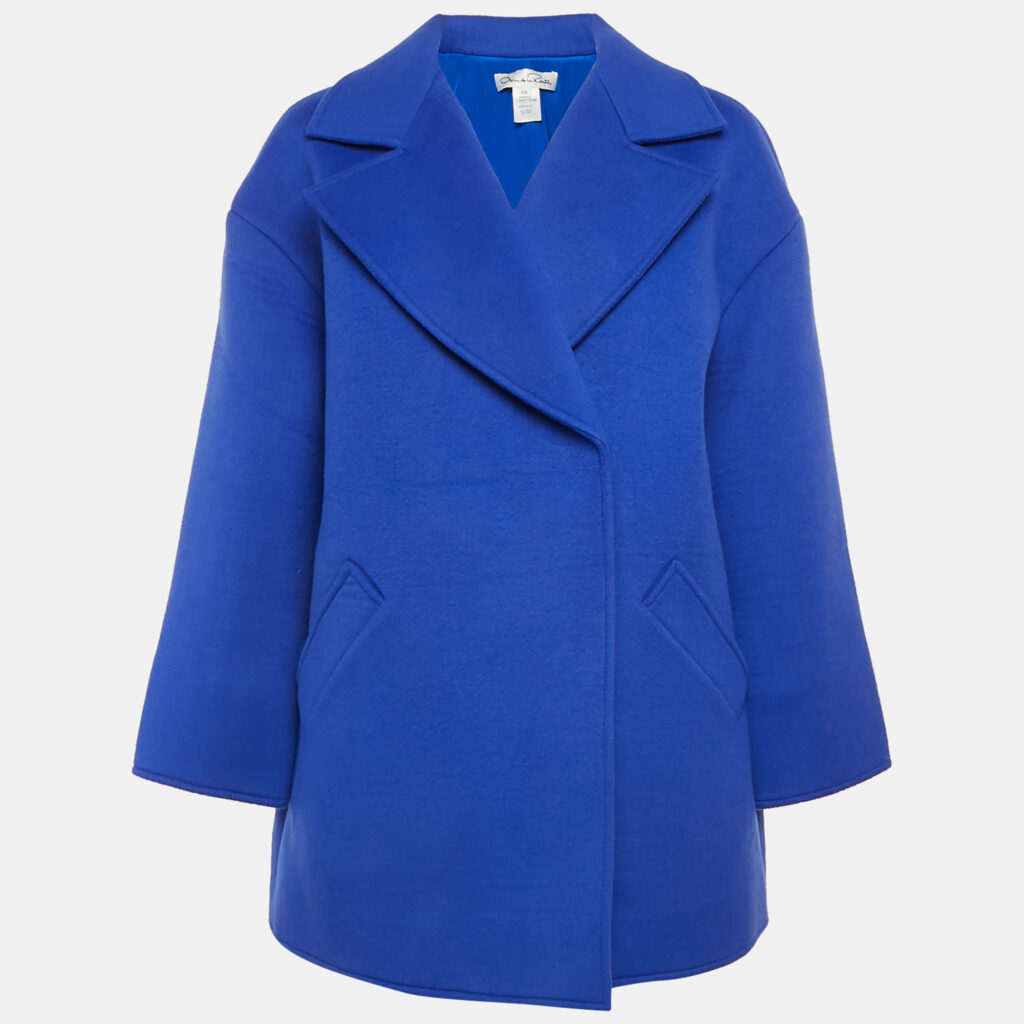 luxury-women-oscar-de-la-rentaslug-used-clothes-p1110370-003 Oscar de la Renta Blue Felt Oversized Mid-Length Coat M