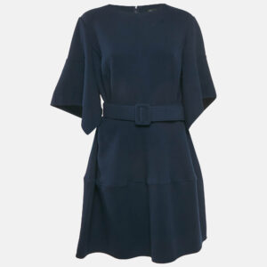 Oscar de la Renta Blue Wool Short Dress XL