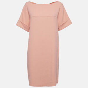 Oscar de la Renta Peachy Pink Virgin Wool Tie-Up Detail Mini Dress L
