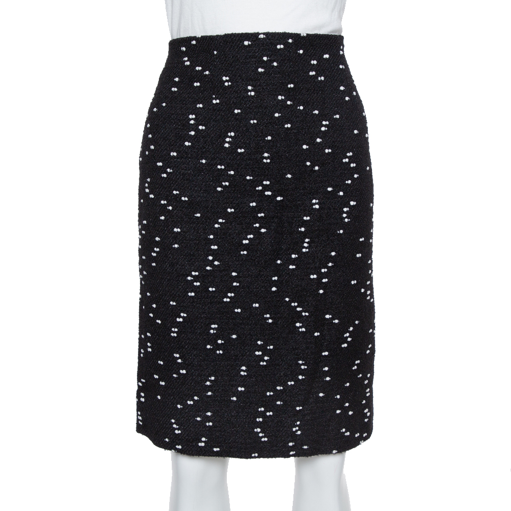 luxury-women-oscar-de-la-rentaslug-used-clothes-p386250-002 Oscar de la Renta Monochrome Tweed Fitted Short Skirt M