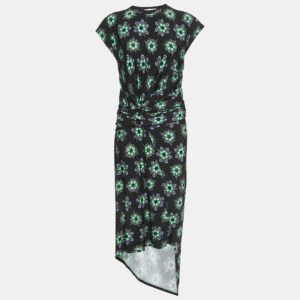 Paco Rabanne Black Floral Print Jersey Skirt and Top Set M