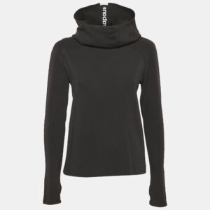 Paco Rabanne Black Knit Logo Tape Trimmed Hoodie M