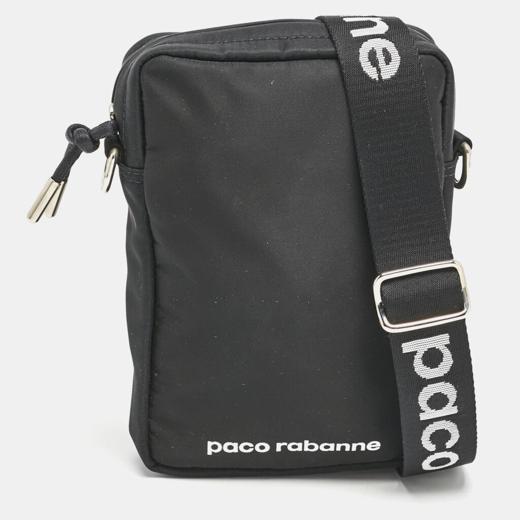 luxury-women-paco-rabanne-used-handbags-p1135890-007 Paco Rabanne Black Nylon Logo Crossbody Bag