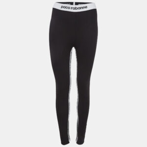 Paco Rabbane Black Jersey Logo Tape Detail Leggings L